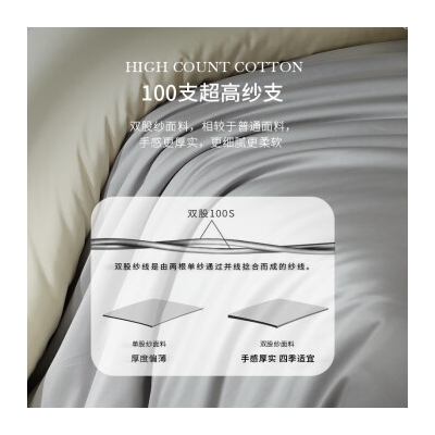 MIDO HOUSE【輕奢100支】銘都新疆長(zhǎng)絨棉床上四件套100%純棉A類(lèi)床單床笠套件 